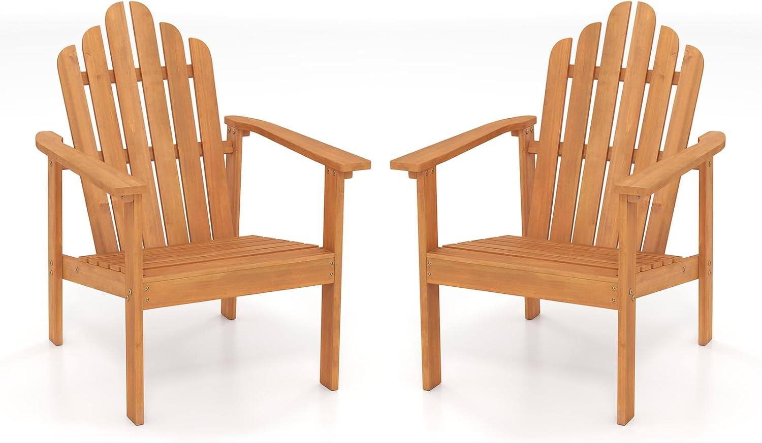 Gymax - 2Pcs Stackable Adirondack ChairsAcacia Wood Chairs w/Slatted Backrests & Seats - Yellow price history on PriceWatchPro