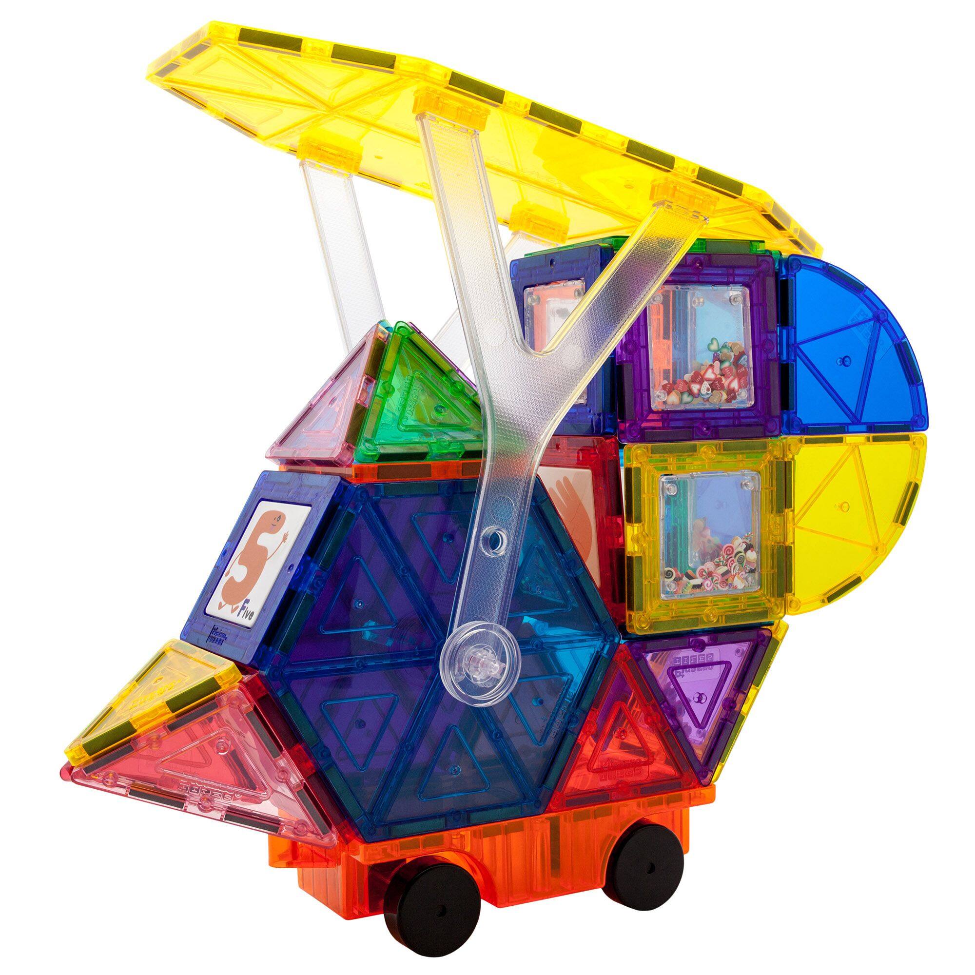 Alt View 4. PicassoTiles - PICASSO-TILES 120PCS Magnetic Tiles for Kids – STEM Construction Building Blocks Set, Educational Learning Toy.