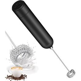 ACJPR - Handheld Electric Milk Frother, Mini Whisk Drink Mixer for Coffee, Lattes, Cappuccino, Frappe, and Cold Foam - Black
