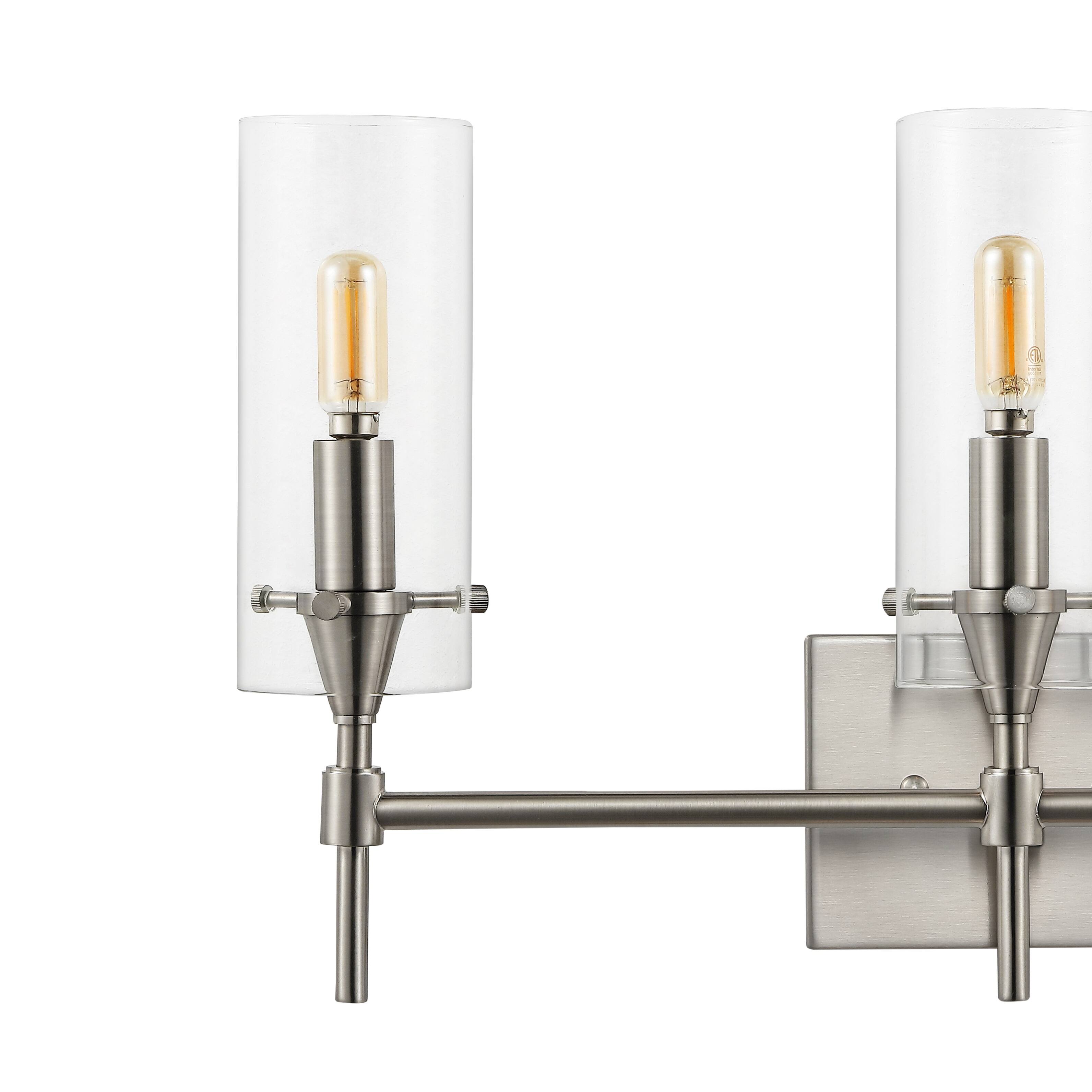 Alt View 4. Jonathan Y - Cato 21.25" 3-Light Modern Minimalist Iron/Glass LED Vanity, Nickel/Clear - Nickel.