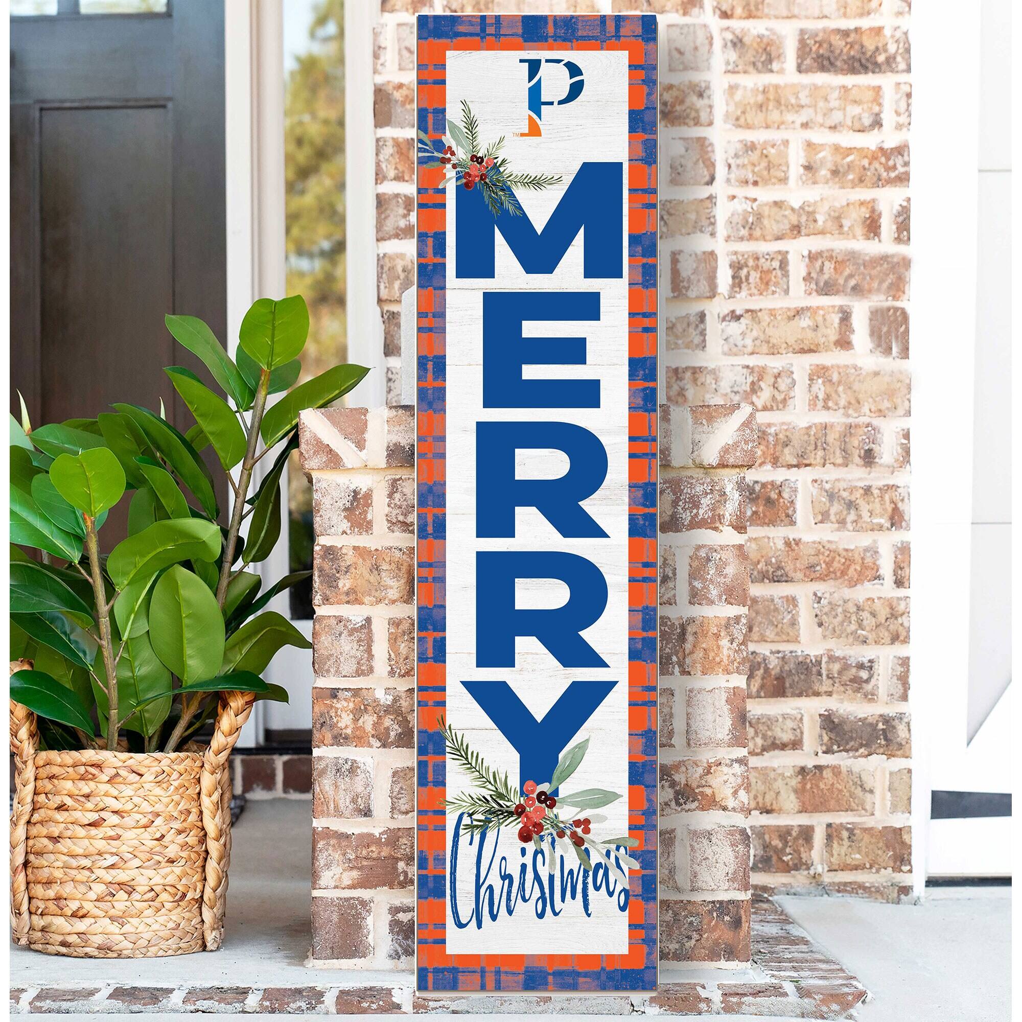 Alt View 1. Jardine - Wisconsin-Platteville Pioneers 12'' x 48'' Outdoor Merry Christmas Leaner - White.