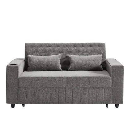 Front. Boyel Living - 61.4 inch Pull-out Sofa Bed Modern Sleeper Sofa with Adjustable Backrest for Living Room Gray - Gray.