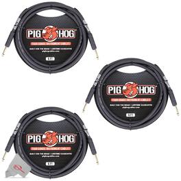 Pig Hog - Tour Grade 6 ft Instrument Cable 1/4 Inch to 1/4 Inch Straight Connectors - PH6R - 3 Units