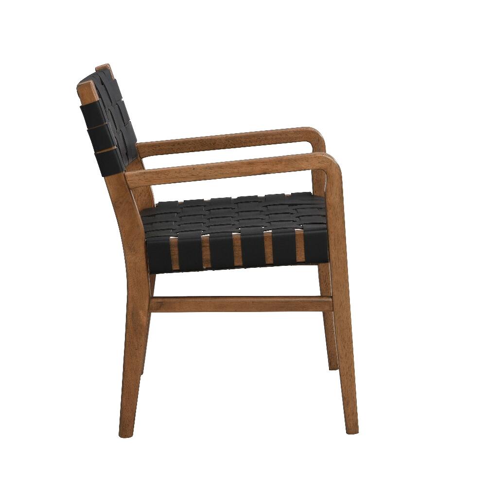 Back. Loheer - Loheer PU Leather Dining Chairs Set of 2 Industrial Modern Rubberwood Black - Black.