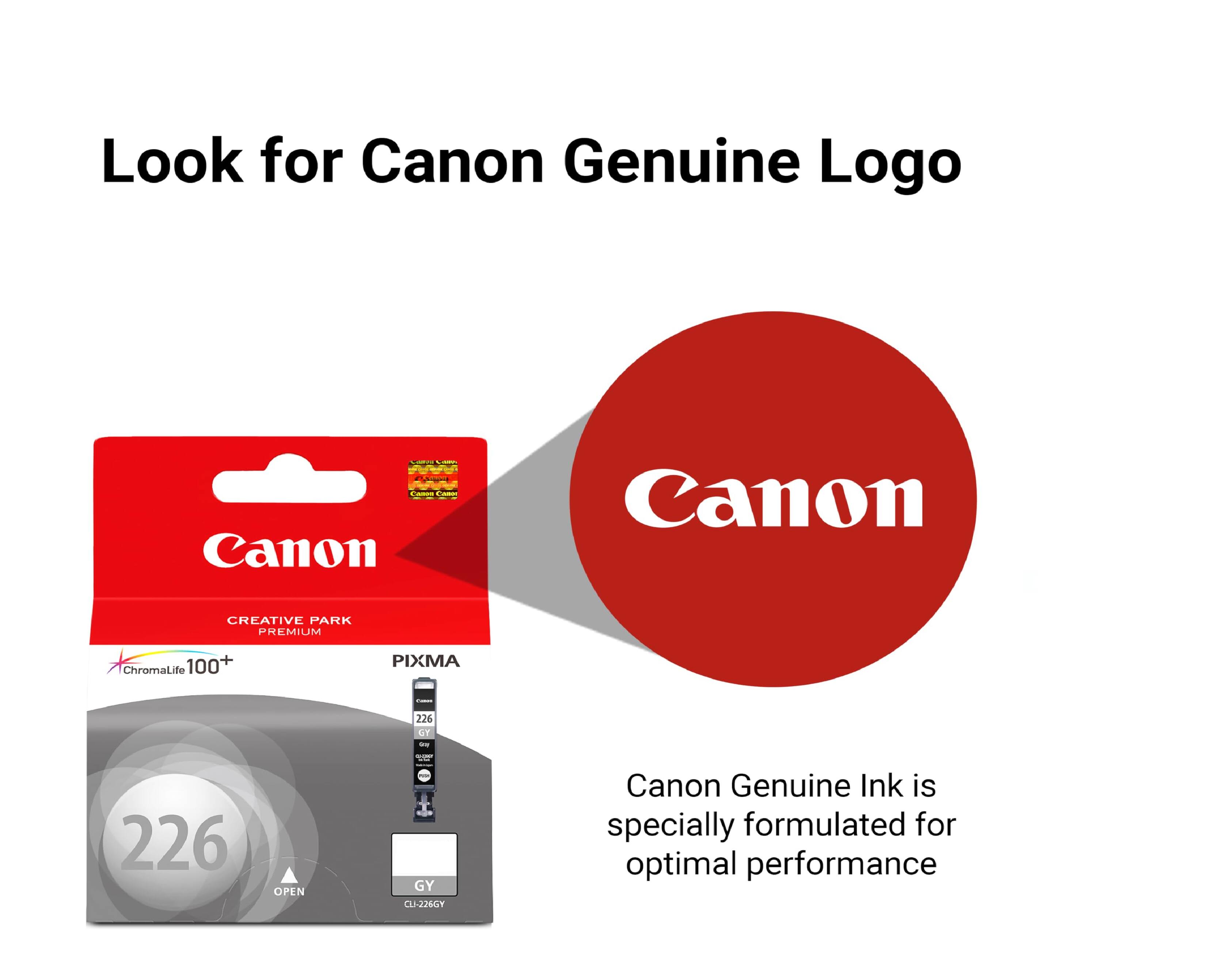 Look for Canon Genuine Logo, Canon CREATIVE PARK PREMIUM ChromaLife 100+ PIXMA 226 GT - 226 OPEN 1 GY CUL-JJEGT, Canon Genuine Ink is specially formulated for optimal performance.