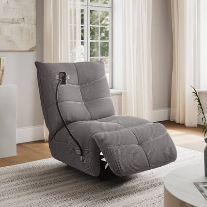 Front. Eureka Ergonomic - Modern Power Recliner Chair with USB & Wireless Charging for Living Room, Rocking Swivel Base, Upholstered - Grey.