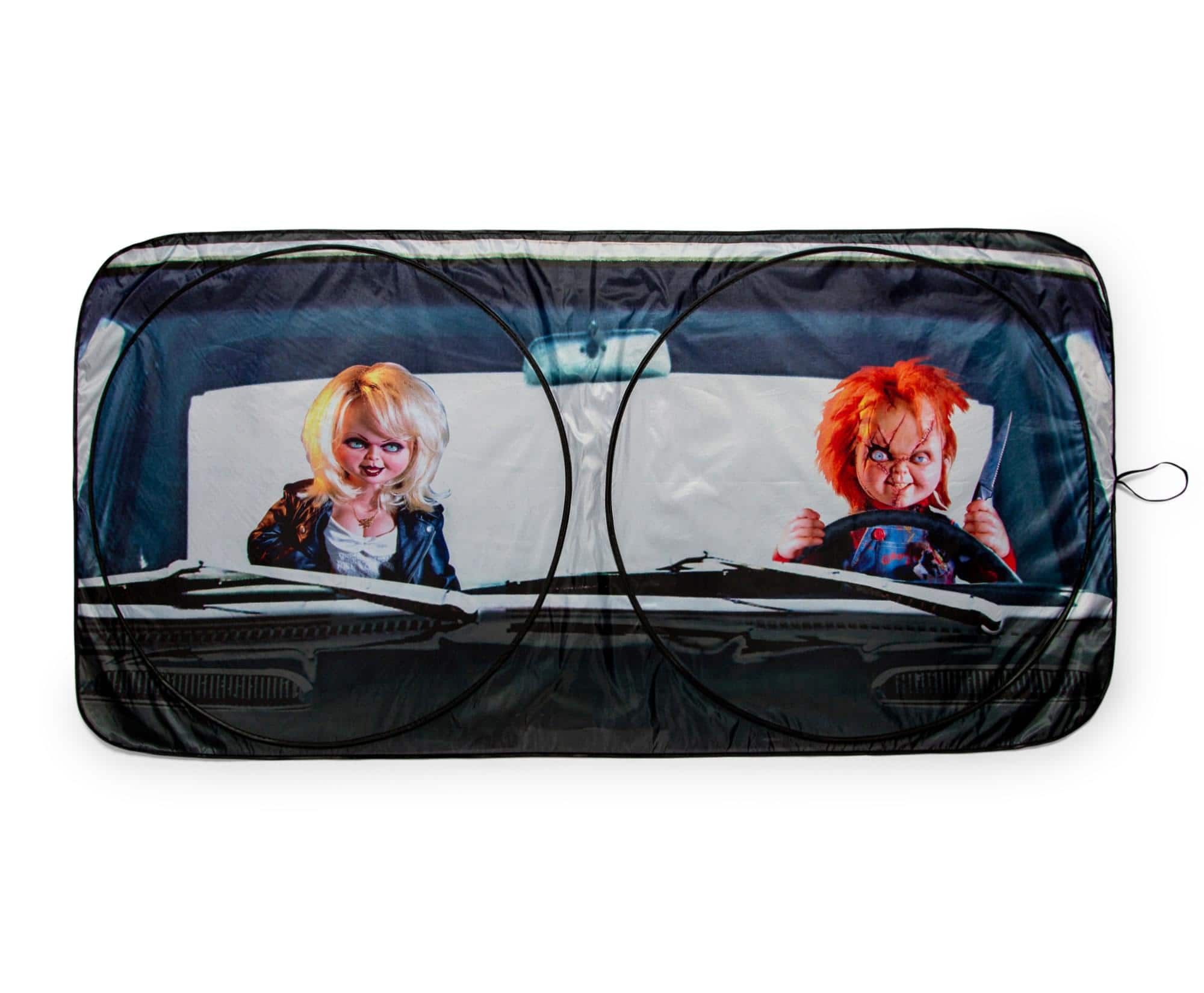Surreal Entertainment - Child's Play Chucky Sunshade for Car Windshield | 64 x 32 Inches - Black