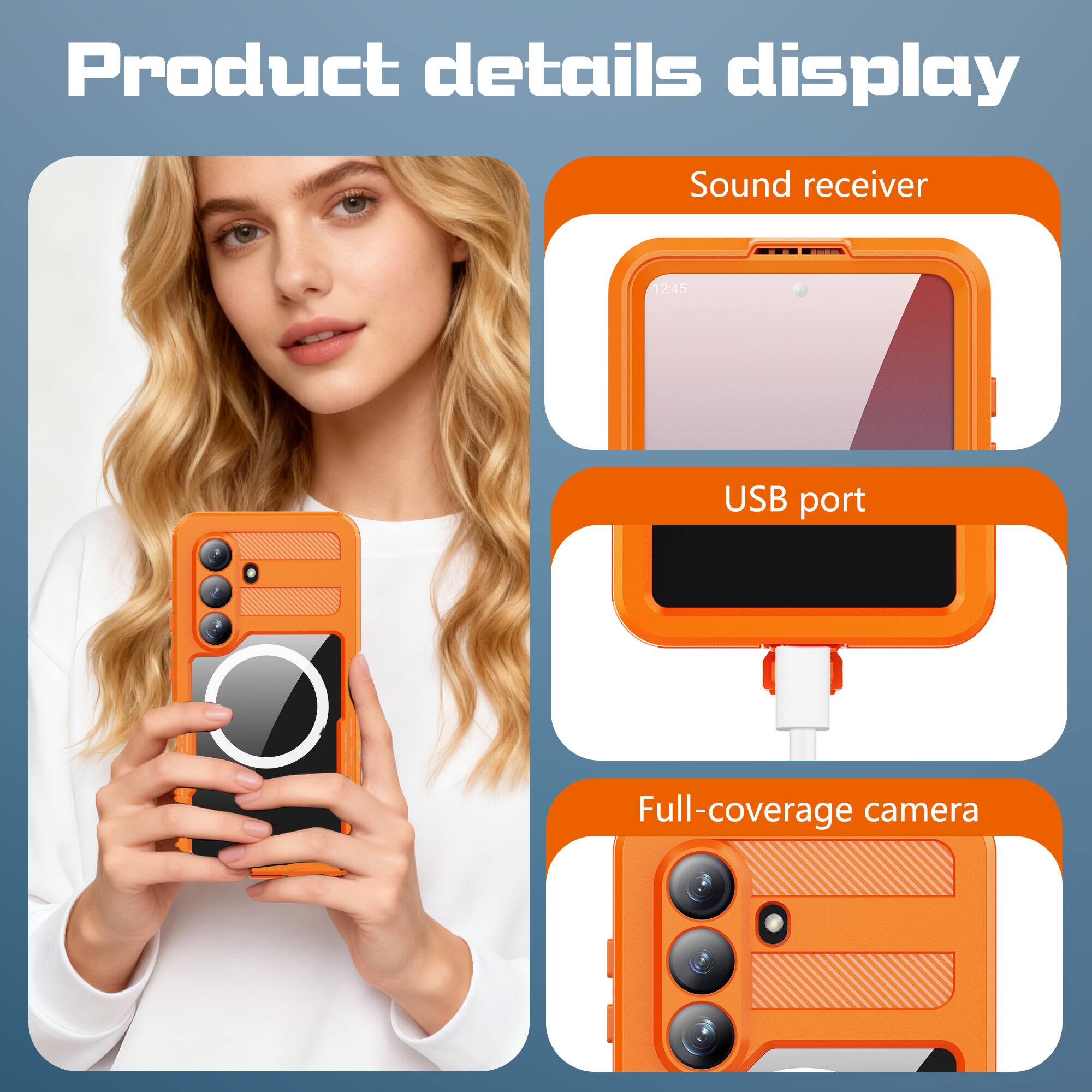 Product details display

- Sound receiver
- USB port
- Full-coverage camera