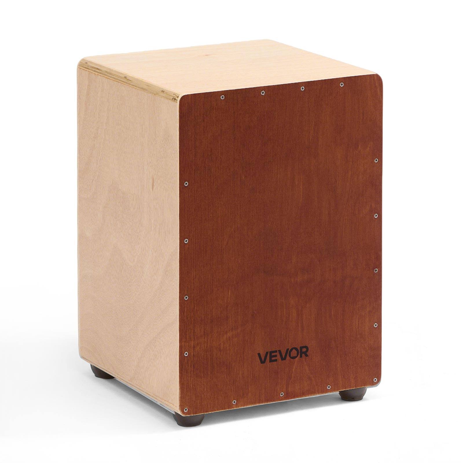 Front. VEVOR - Cajon Box Drum, with Internal Snare Wires, Lightweight Wooden Percussion Box,Portable Birch Wood Drum Musical Instrument - Natural Wood, Brown.