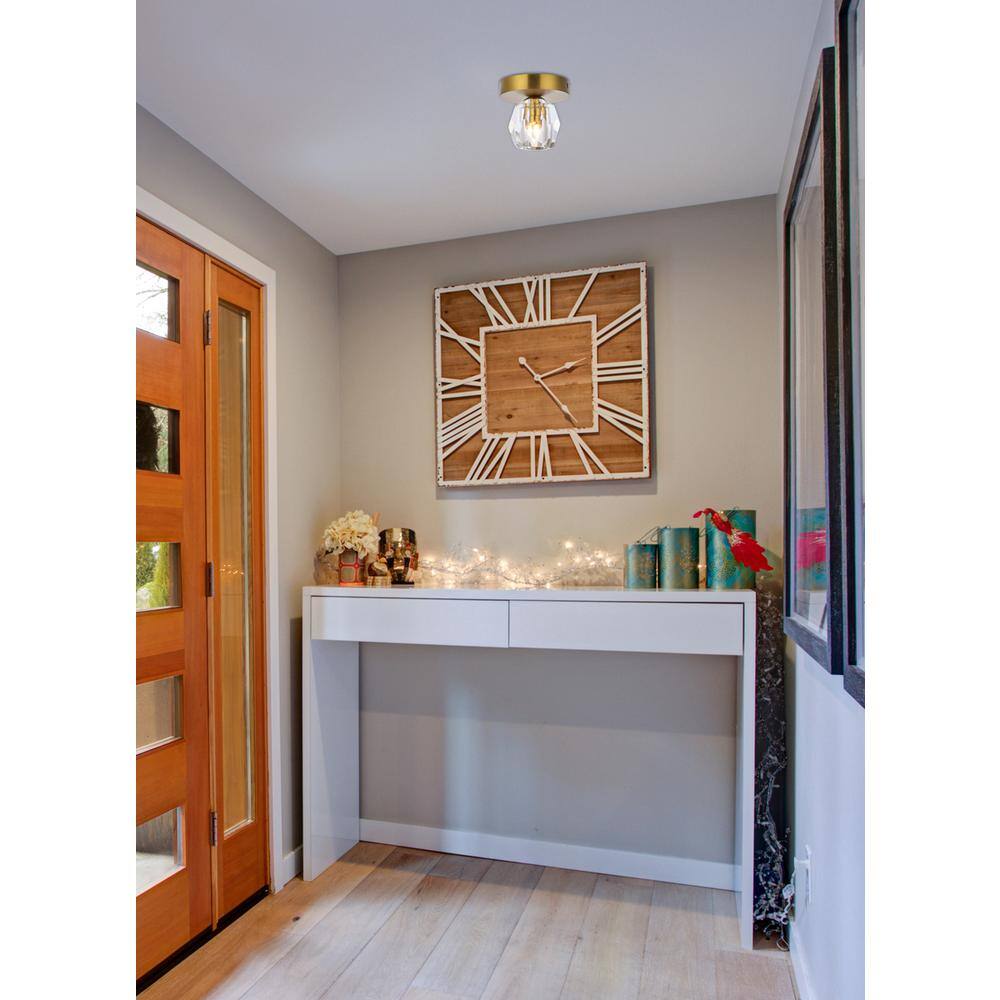 Angle. Elegant Lighting - Eren 1 light gold flush mount - Gold.