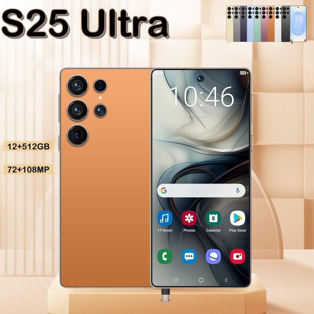 S25 Ultra  
18:27  
0:46  
10:46  
FRI MAR 21  
12+512GB  
72+108MP  
G  
8  
YT Music  
Photos  
Calendar  
Play Store