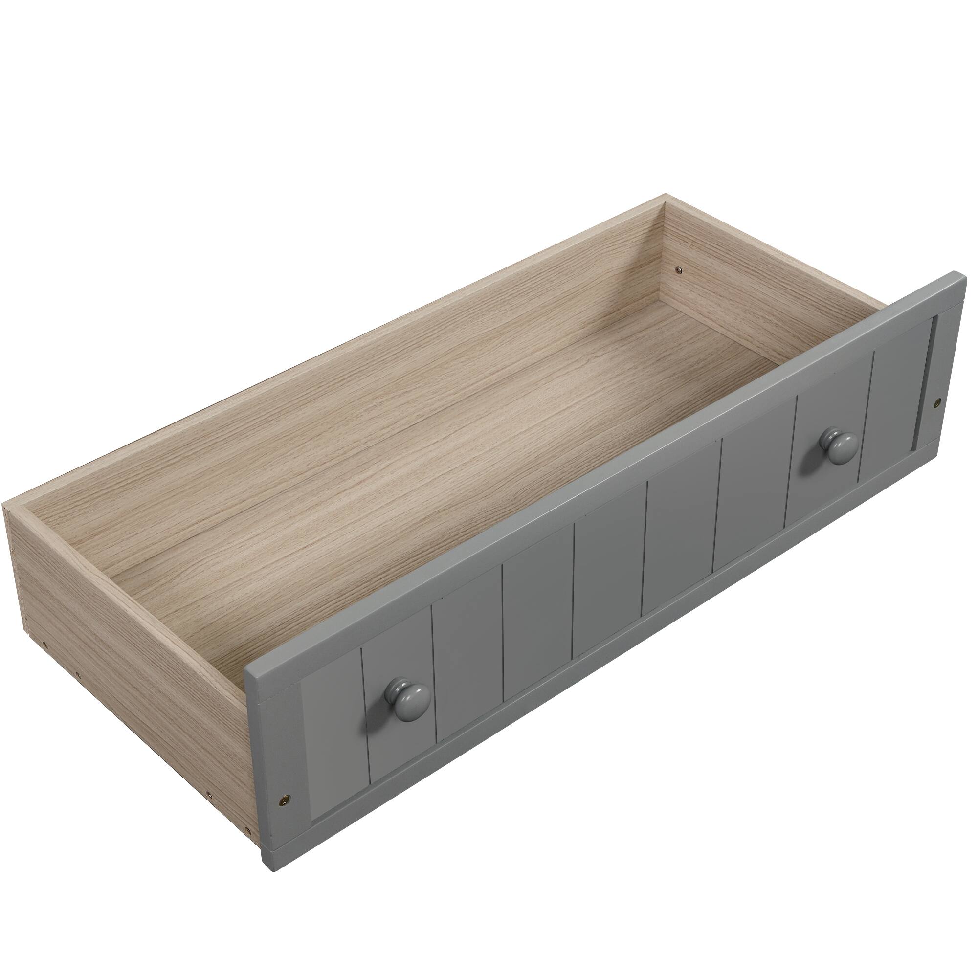 Back. Aukfa - Twin Wooden Daybed with 2 drawers, Sofa Bed for Bedroom Living Room,No Box Spring Needed - Gray.