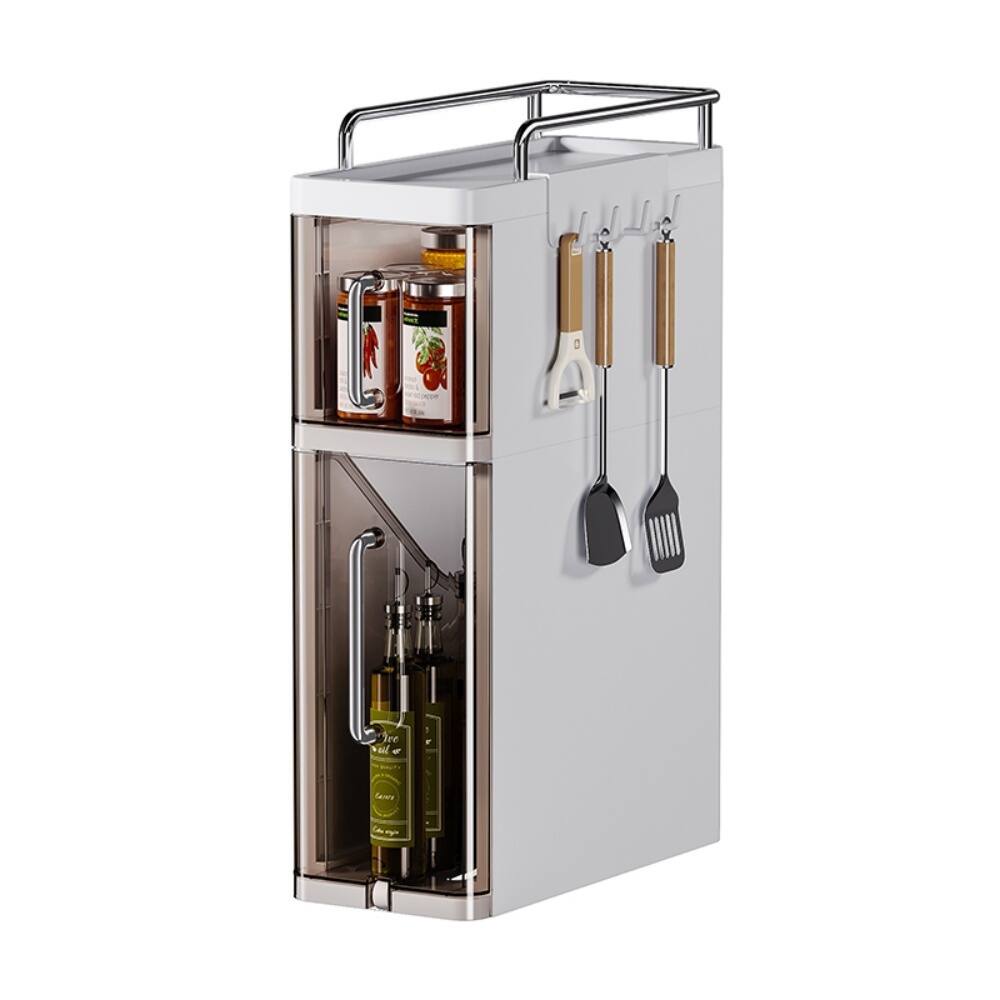 Alt View 5. GARVEE - Multifunctional Spice Rack, Household Flip Storage Cabinet, Drawer-Type Spice Storage Rack, Storage Cabinet, 3 layers. - White.