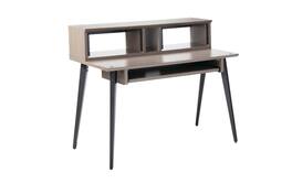Gator Frameworks - Elite Furniture Series Main Desk, with Soft Close Slide-Out Keyboard Tray for 49-Note Keyboards & Ergonomic Workstation - Driftwood Grey Finish