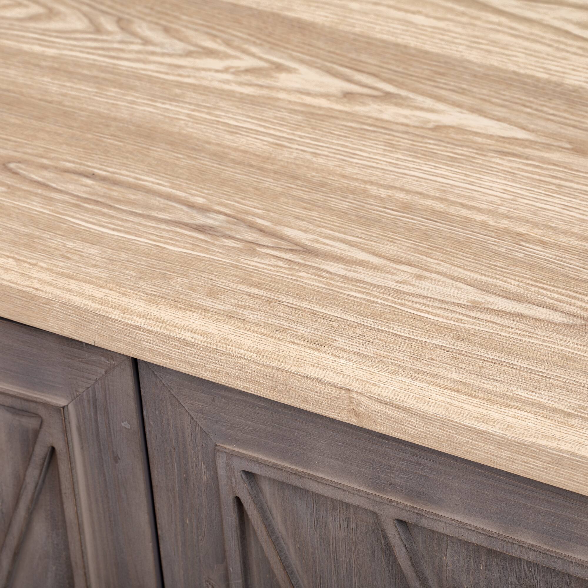 Alt View 6. PexFix - 51.2" Farmhouse Kitchen Island with Drop Leaf - Rolling Cart with Textured Finish, Internal Rack & Towel Rack - Brown.