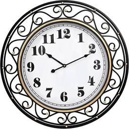Dazzed Corner - 24 Inch Battery Operated Metal Frame Wall Clock Silent - Black