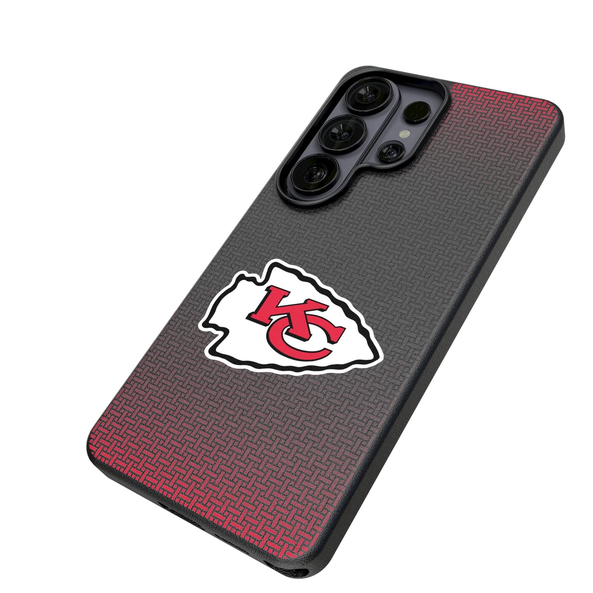 Alt View 1. Keyscaper - Kansas City Chiefs Linen Galaxy Magnetic Bump Case - S26 Ultra - Black.