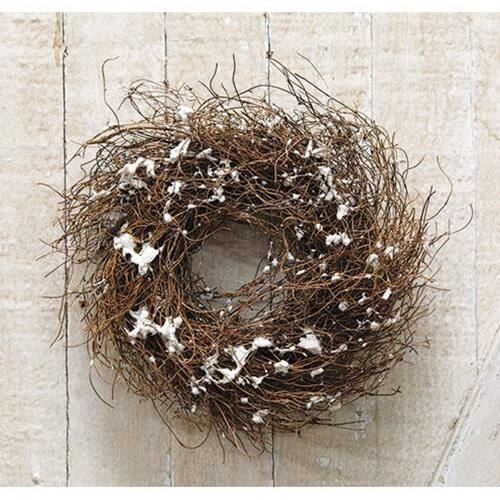 Front. BreeBe - Snowy Angel Hair Vine Wreath 8" - Multi.