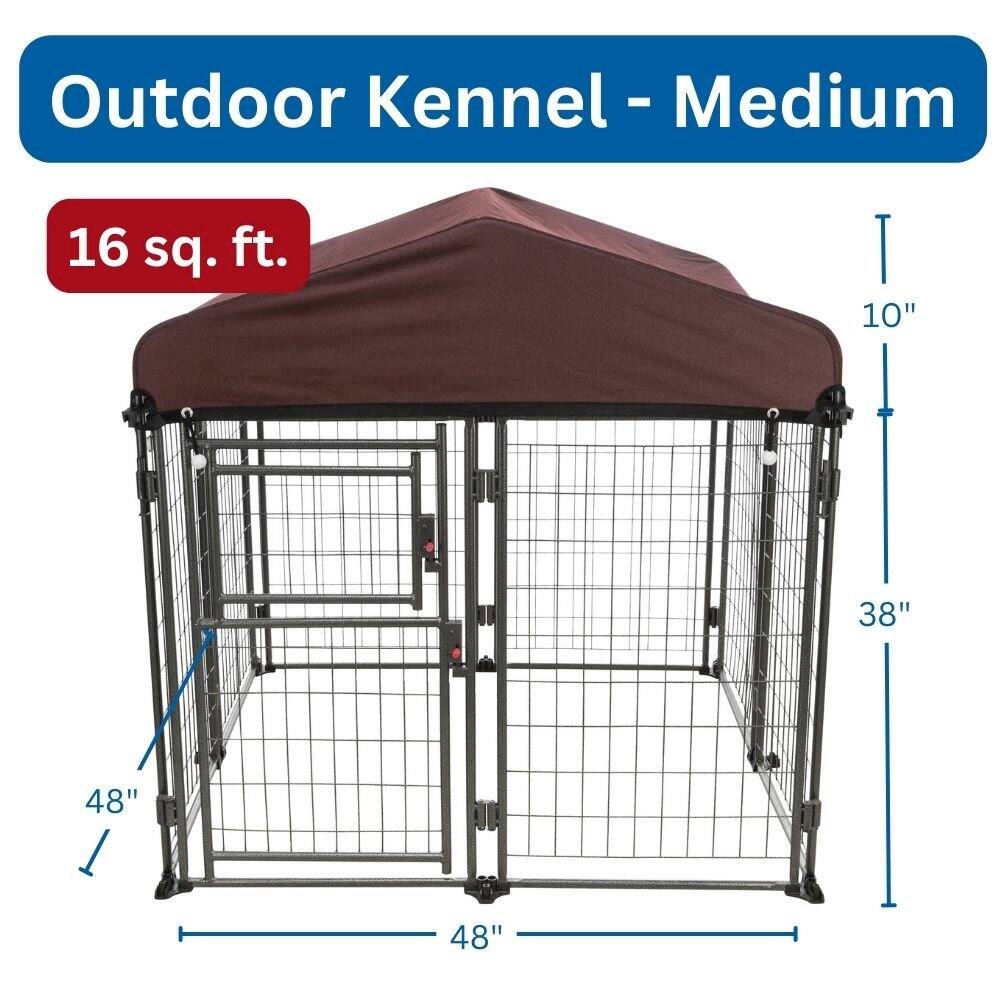 Outdoor Kennel - Medium  
16 sq. ft.  
10" x 38" x 48" x 48"
