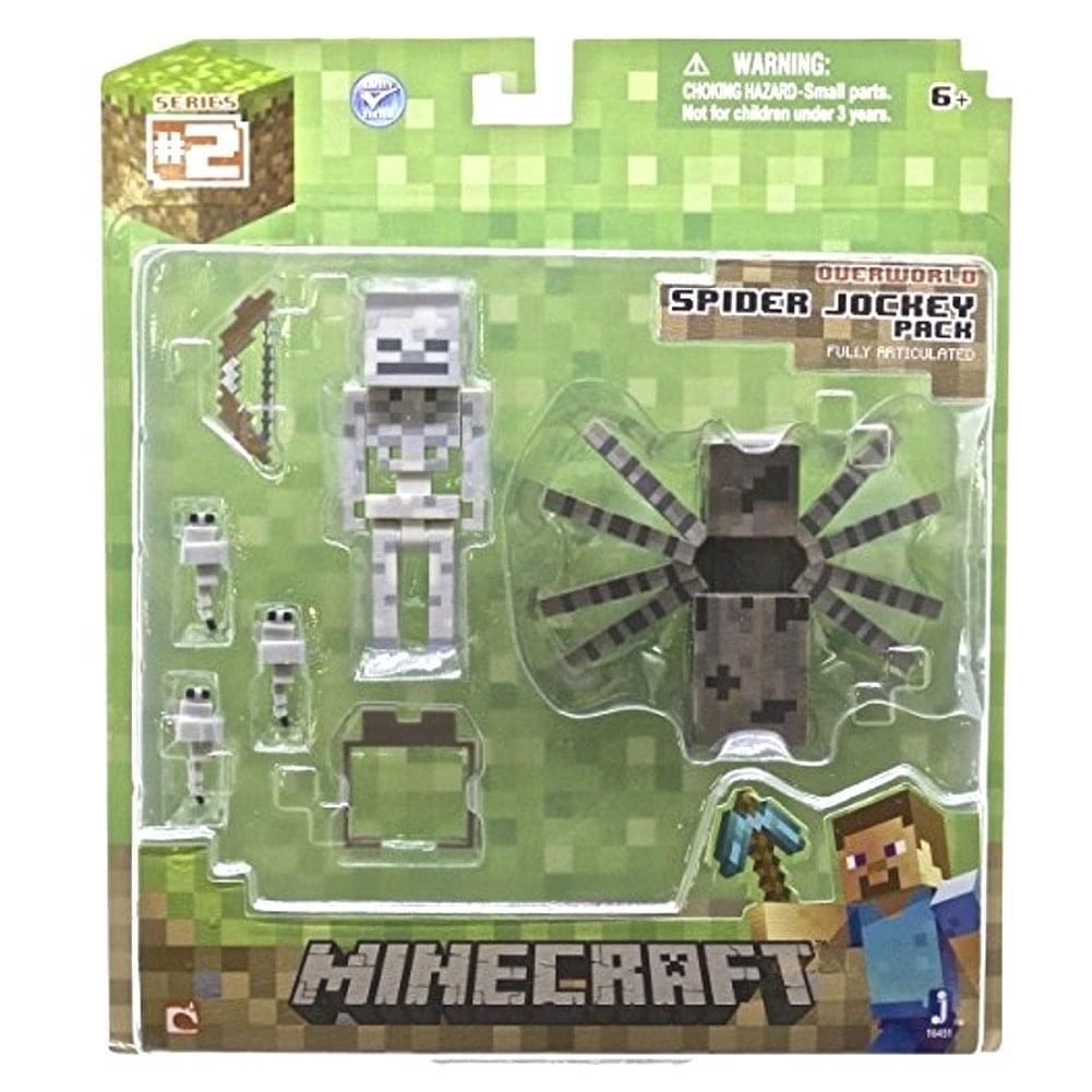 Sure, here is the corrected and grouped text from the image:

---

**SERIES #2**

**WARNING: CHOKING HAZARD - Small parts. Not for children under 3 years.**

**6+**

**OVERWORLD SPIDER JOCKEY PACK**

**FULLY ARTICULATED**

**MINECRAFT**

---

This text is organized to reflect the information as it appears on the packaging.