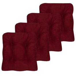 Sweet Home Collection - Crushed Memory Foam Tufted Chair Cushion Non Slip Microdot Rubber Back, 4-Pack - Burgundy