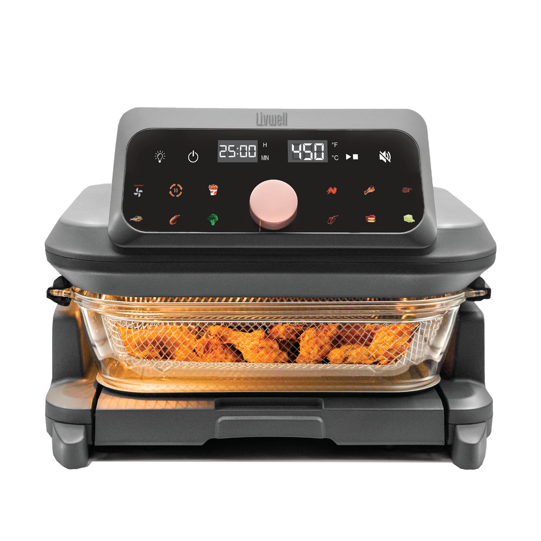 Livwell Brands - Livwell 6 Quart Glass Container Air Fryer - Matte Grey