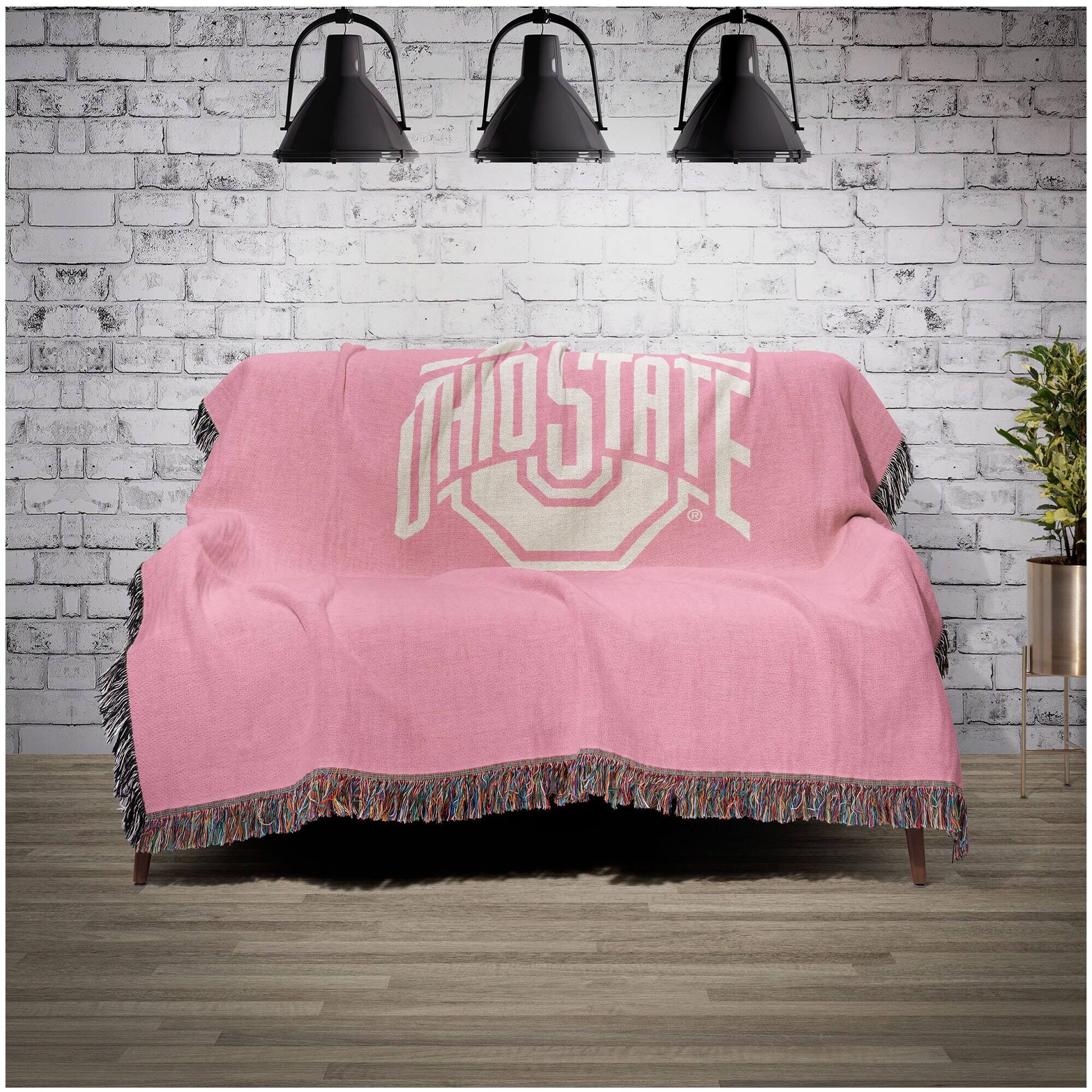 Alt View 1. Chad & Jake - Ohio State Buckeyes Woven Blanket - Pink.