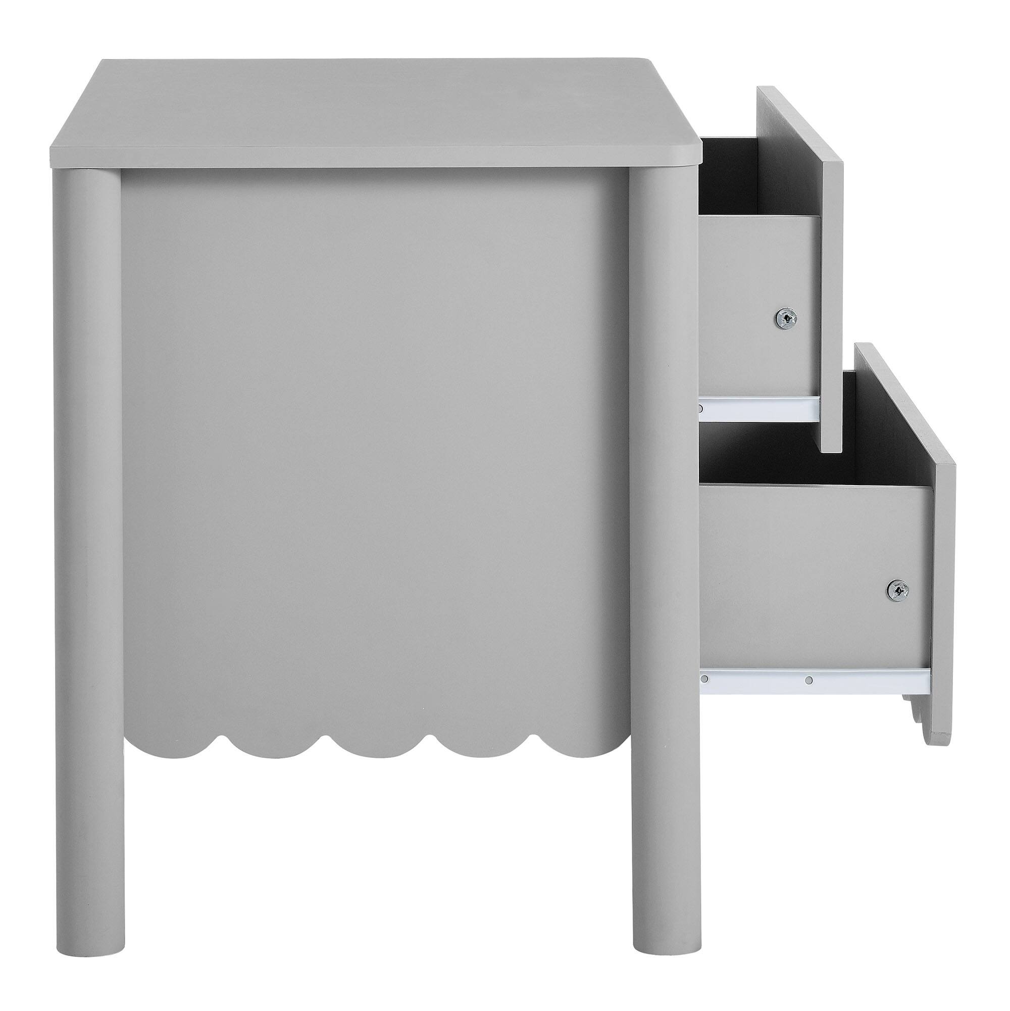 Alt View 4. Modway - Emmeline Scalloped 2-Drawer Nightstand by Modway - Light Gray.