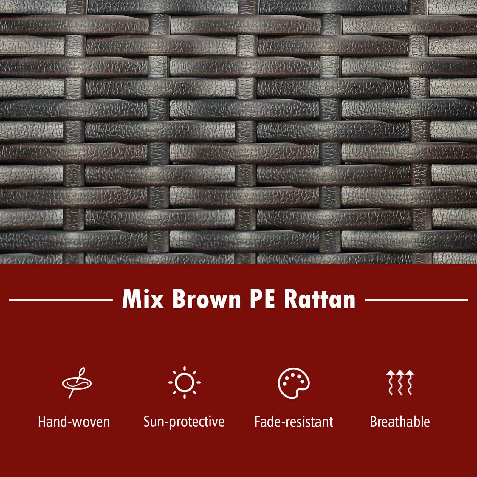 Mix Brown PE Rattan Hand-woven Sun-protective Fade-resistant Breathable