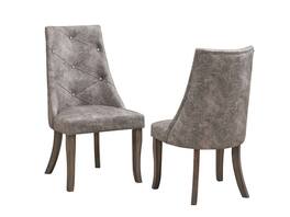 Kings Brand Furniture - Set Of 2 Faux Leather Tufted Parson Dining Chairs - Grey / Brown
