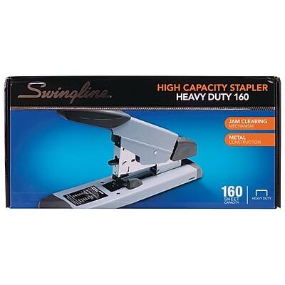 Swingline  
HIGH CAPACITY STAPLER  
HEAVY DUTY 160  

JAM CLEARING MECHANISM  
METAL CONSTRUCTION  

160 SHEET HEAVY DUTY CAPACITY