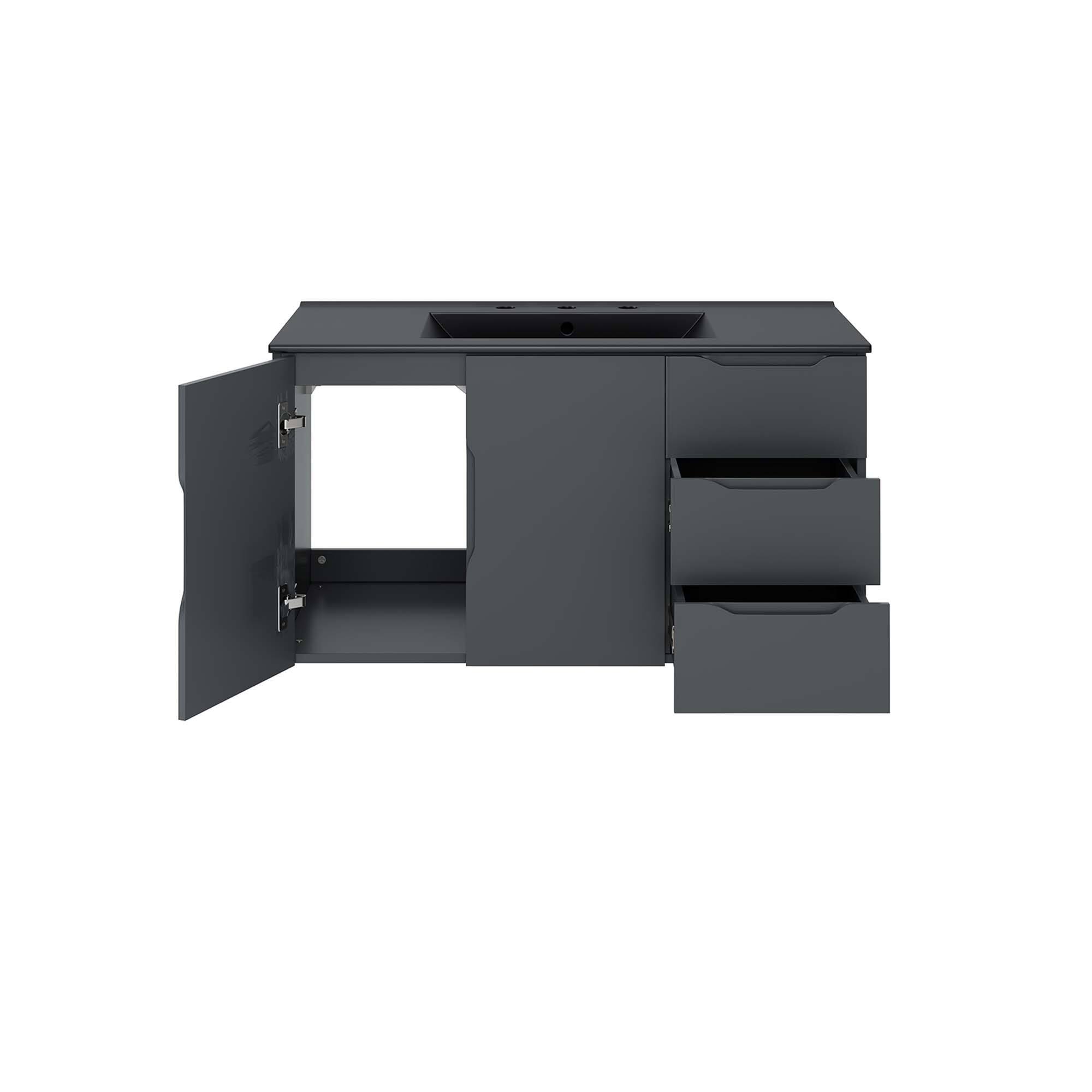 Alt View 2. Modway - Vitality Bathroom Vanity Basin Included by Modway - Gray Black.