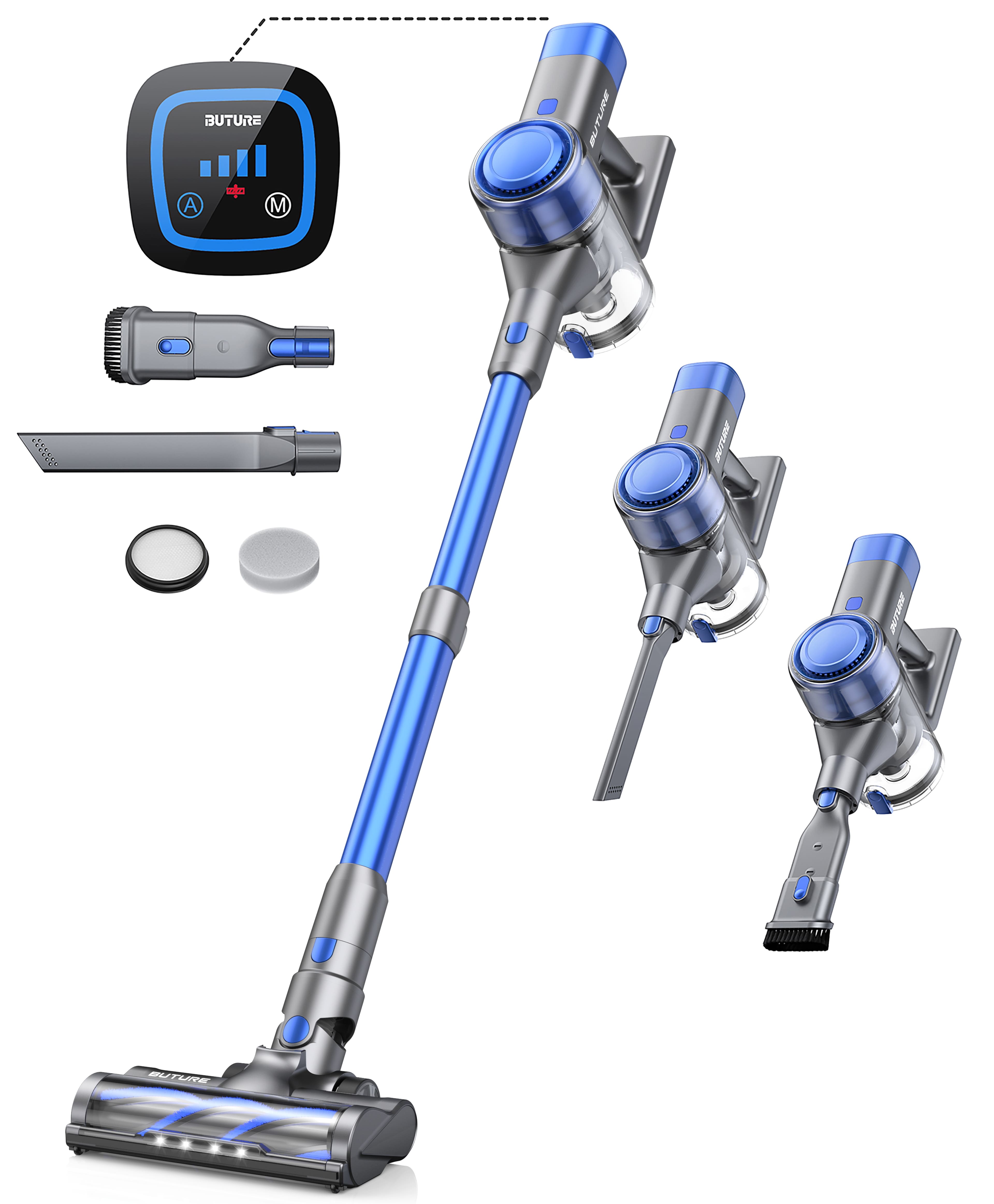 Buture - Cordless Vacuum Cleaner, 450W 38Kpa Vacuum Cleaners for Home Stick Vacuum with Aromatherapy Design - Blue