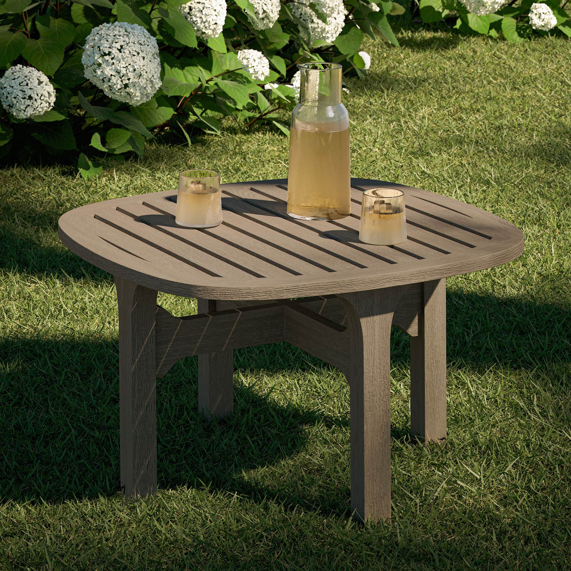 Saratoga Square Outdoor Patio Teak Wood Side Table by Modway - Weathered Gray