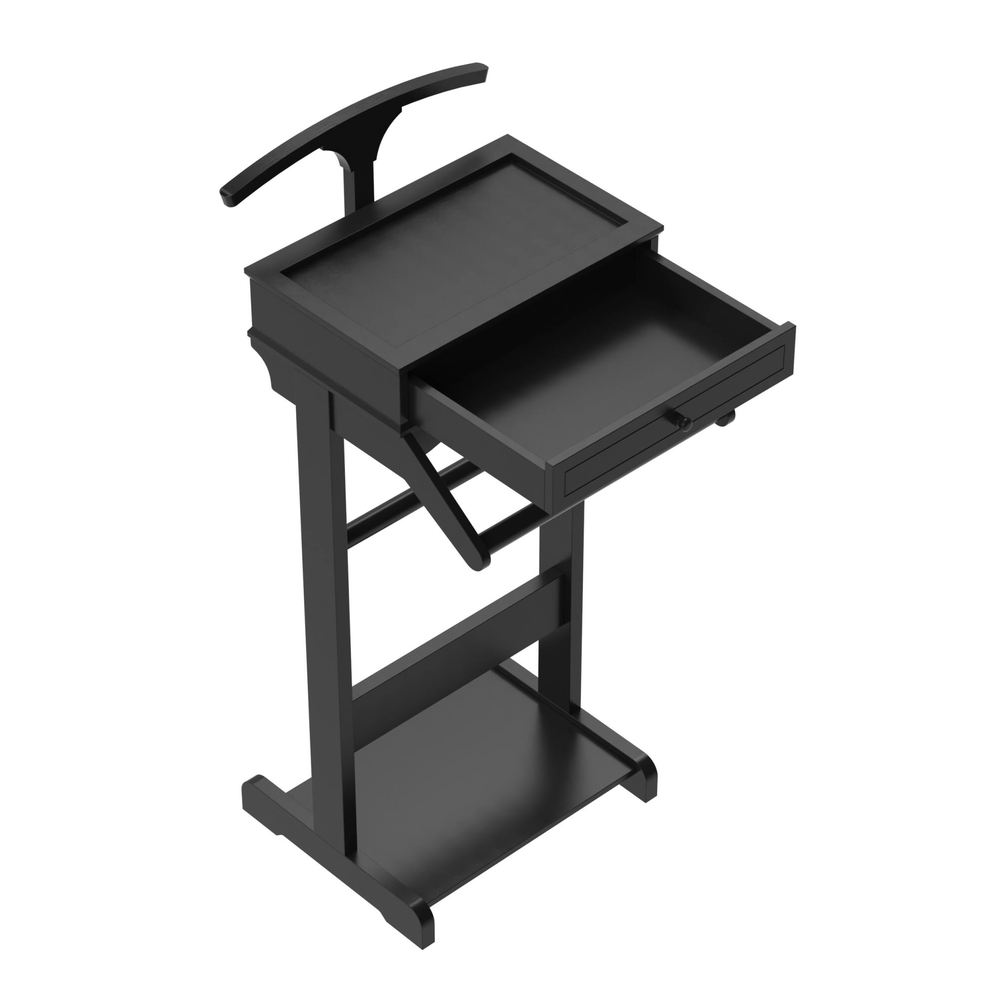 Alt View 1. GOODSILO - Heavy Duty Wooden Garment Rack with Storage Shelves and Accessory Tray for Organized Entryway - Black.