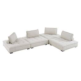 Saunter 4-Piece Tufted Fabric Fabric Sectional Sofa by Modway - Brown