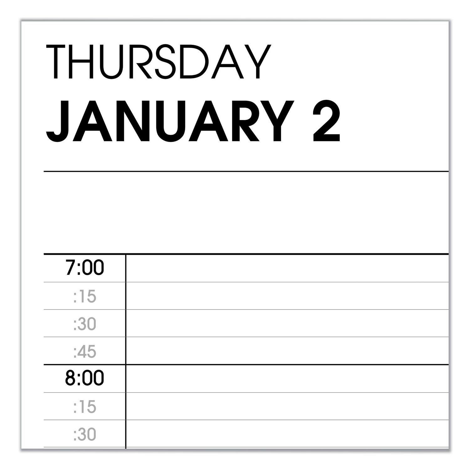 THURSDAY  
JANUARY 2  

7:00  
:15  
:30  
:45  

8:00  
:15  
:30