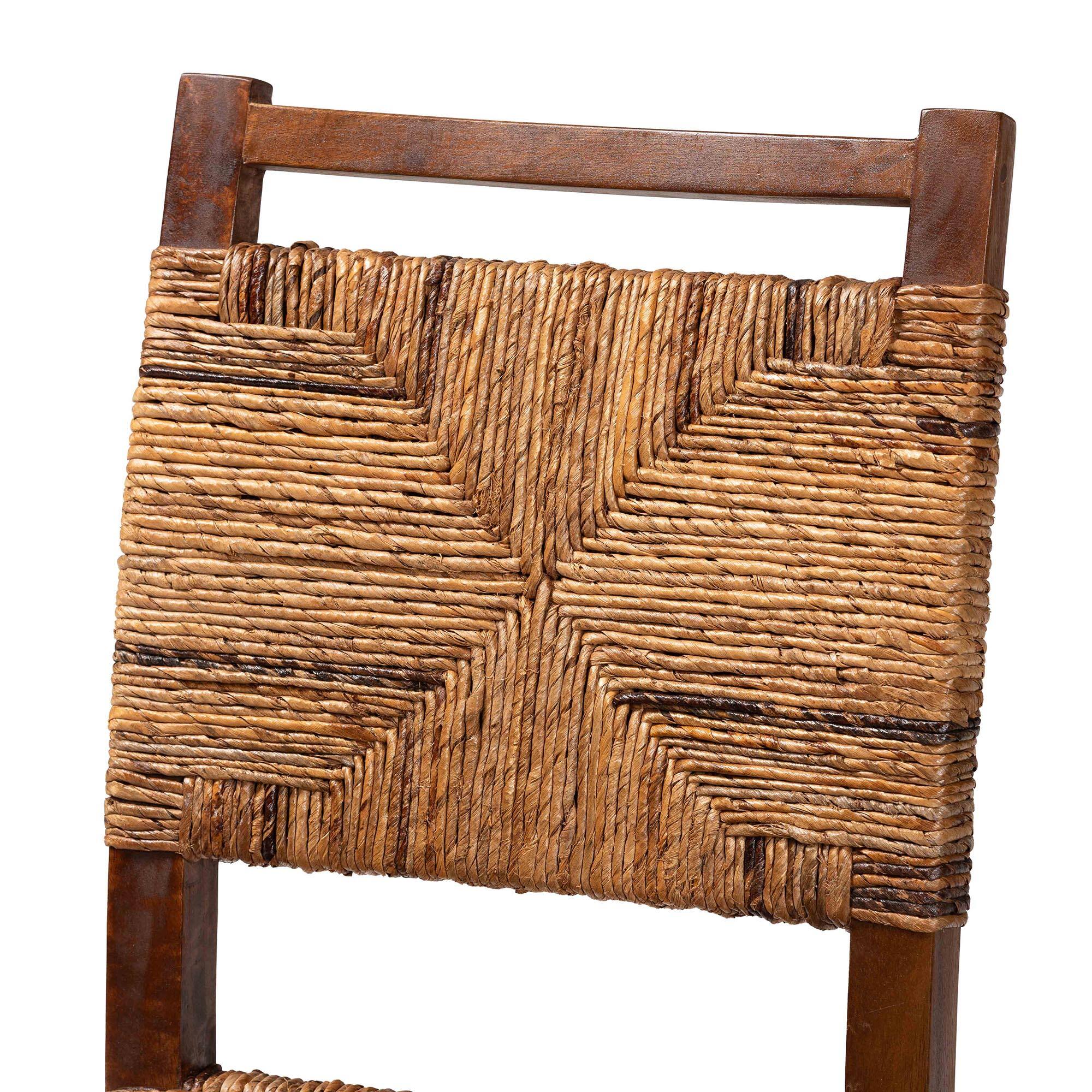 Back. bali & pari - Cordoba Bohemian Natural Seagrass and Mahogany Wood 2-Piece Dining Chair - Natural Seagrass/Teak.