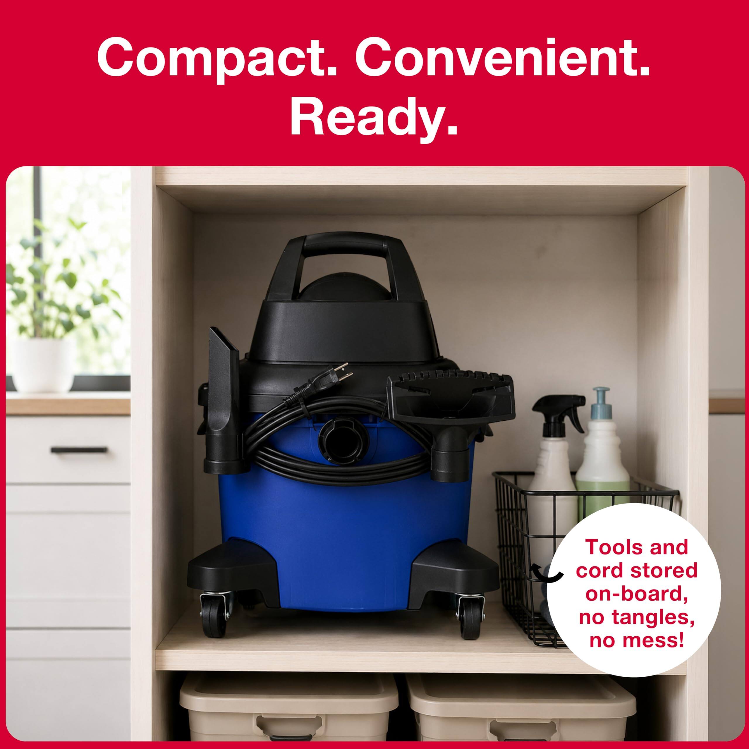 Compact. Convenient. Ready.  
Tools and cord stored on-board, no tangles, no mess!