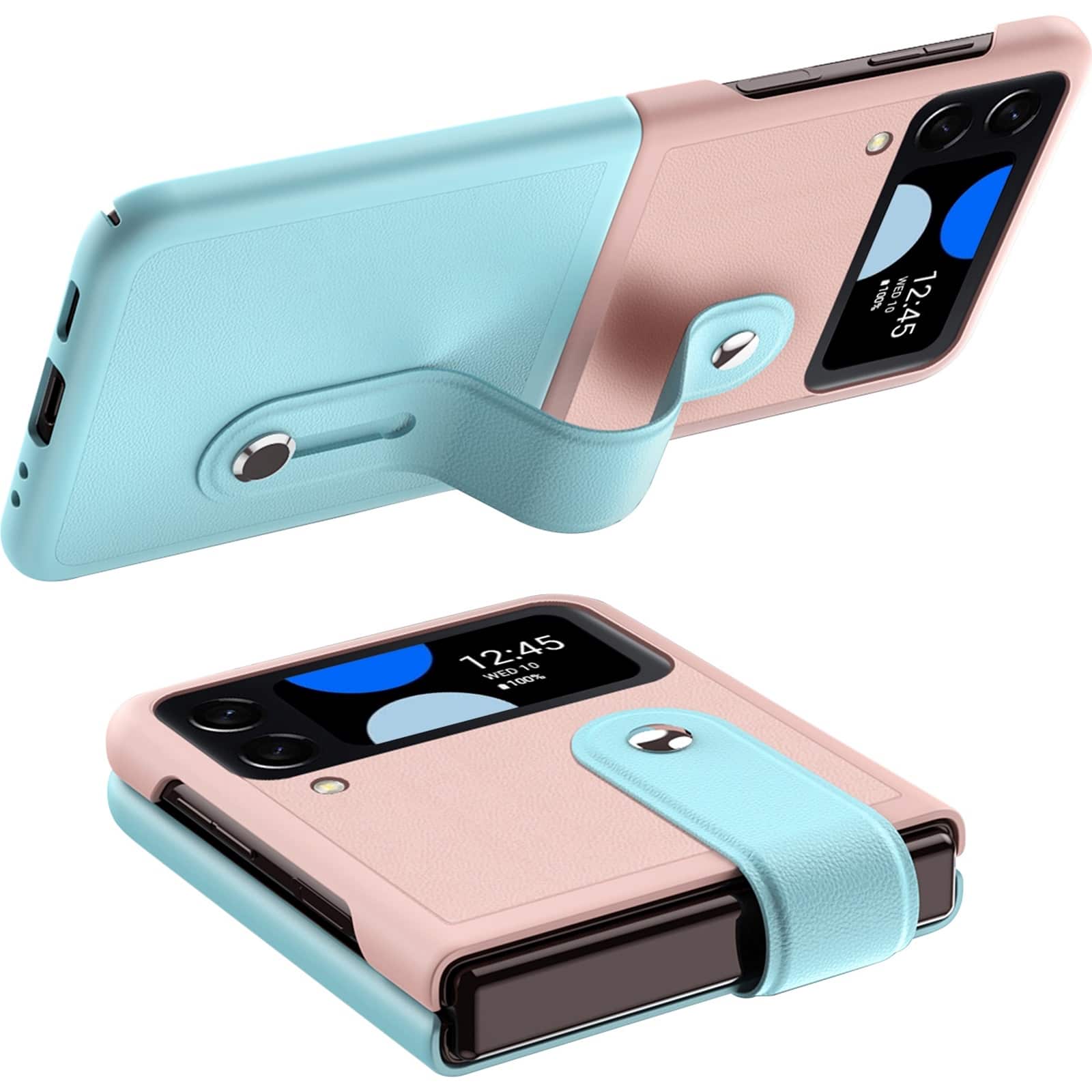 Alt View 11. SaharaCase - FingerGrip Series Case with Strap for Samsung Galaxy Z Flip4 - Pink/Ice Blue.