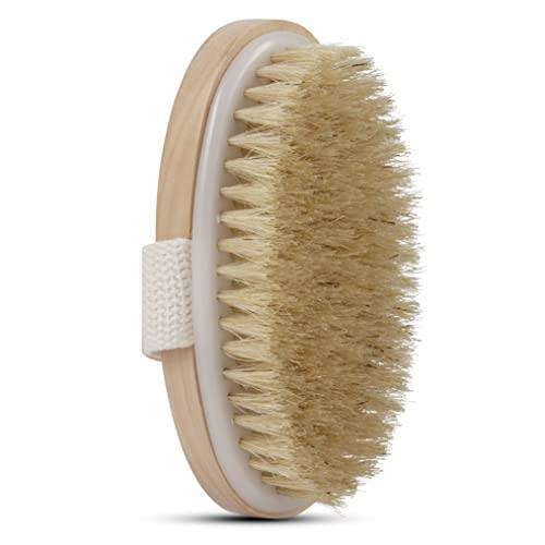 Front. DORLUKFU - Dry Skin Body Brush - Improves Skin's Health and Beauty - Natural Bristle - Remove Dead Skin and Toxins, Cellulite.