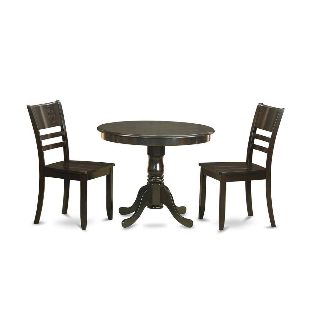 Back. East West Furniture - 3 Pc Kitchen Table set-Kitchen Dining nook plus 2 Dining Chairs - Cappuccino.