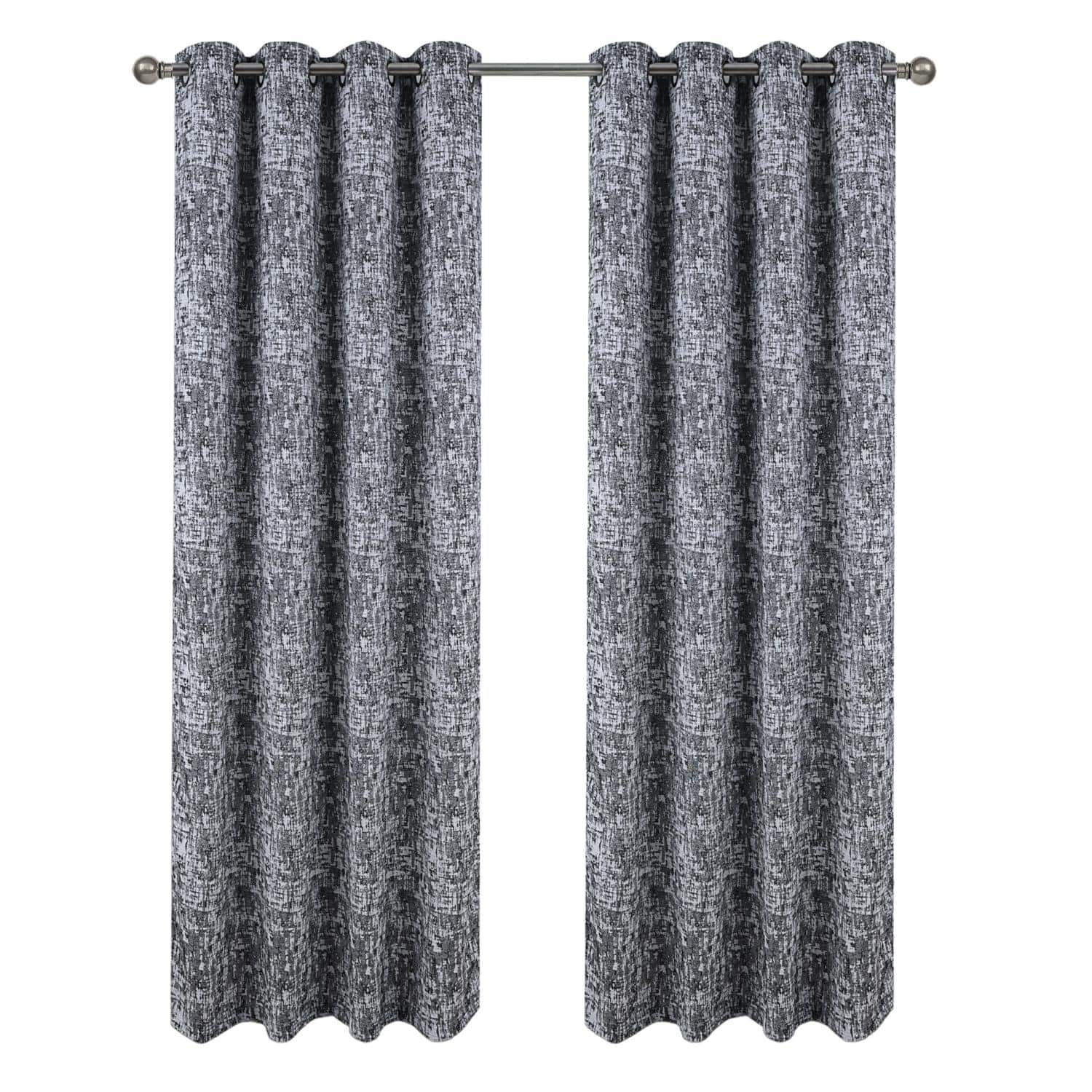 RT Designers Collection - RT Designer Collection Cambridge Jacquard Luxurious Decorative Grommet Curtain Panel 54" x 90" - Charcoal
