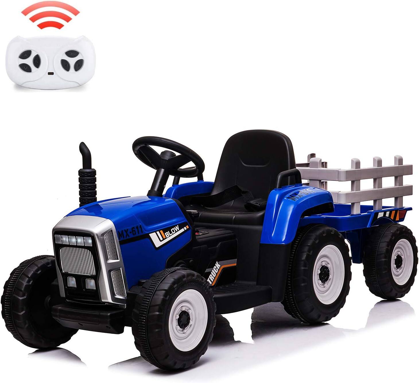 Homhougo - 12V Kids Ride On Track,Battery Powered Electric Tractor with Trailer,Treaded Tires with Dual 25W Motors/RC price history on PriceWatchPro