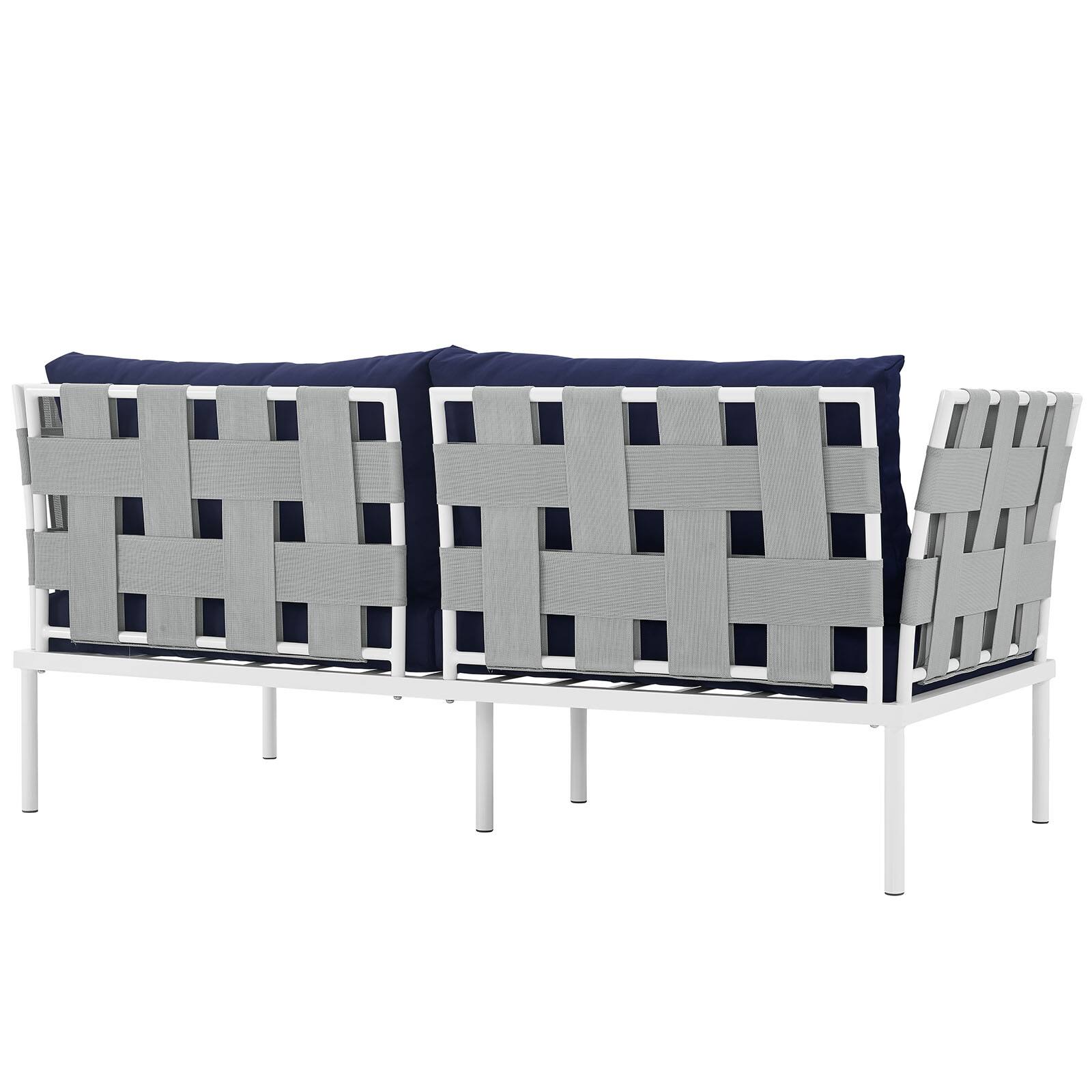 Back. Modway - Harmony Outdoor Patio Aluminum Loveseat by Modway - White Navy.