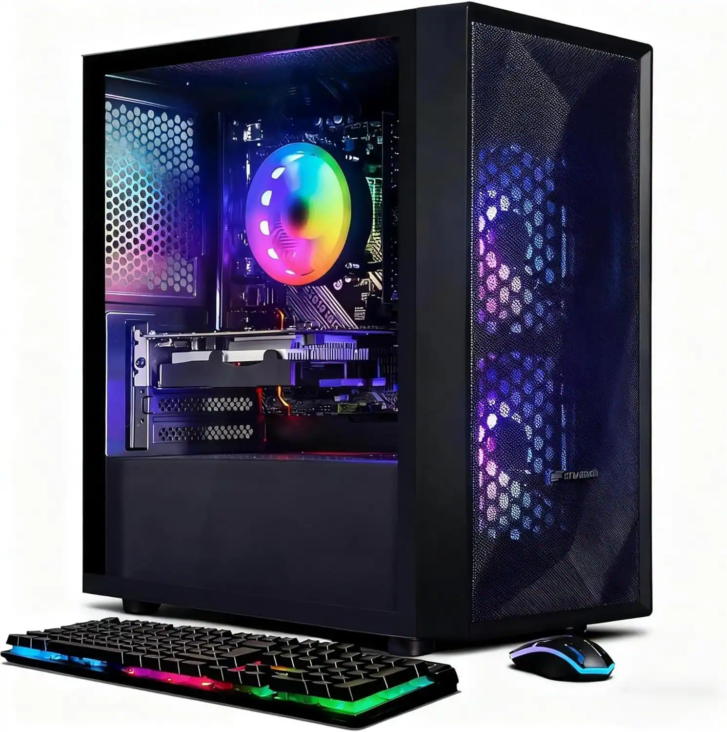 Front. STGAubron - STGAubron Gaming Desktop PC, GeForce GTX 1660S 6G, Intel Core i3-10100F up to 4.3Ghz, 16G DDR4, 1T SSD, WiFi 6, Win11H - Black.