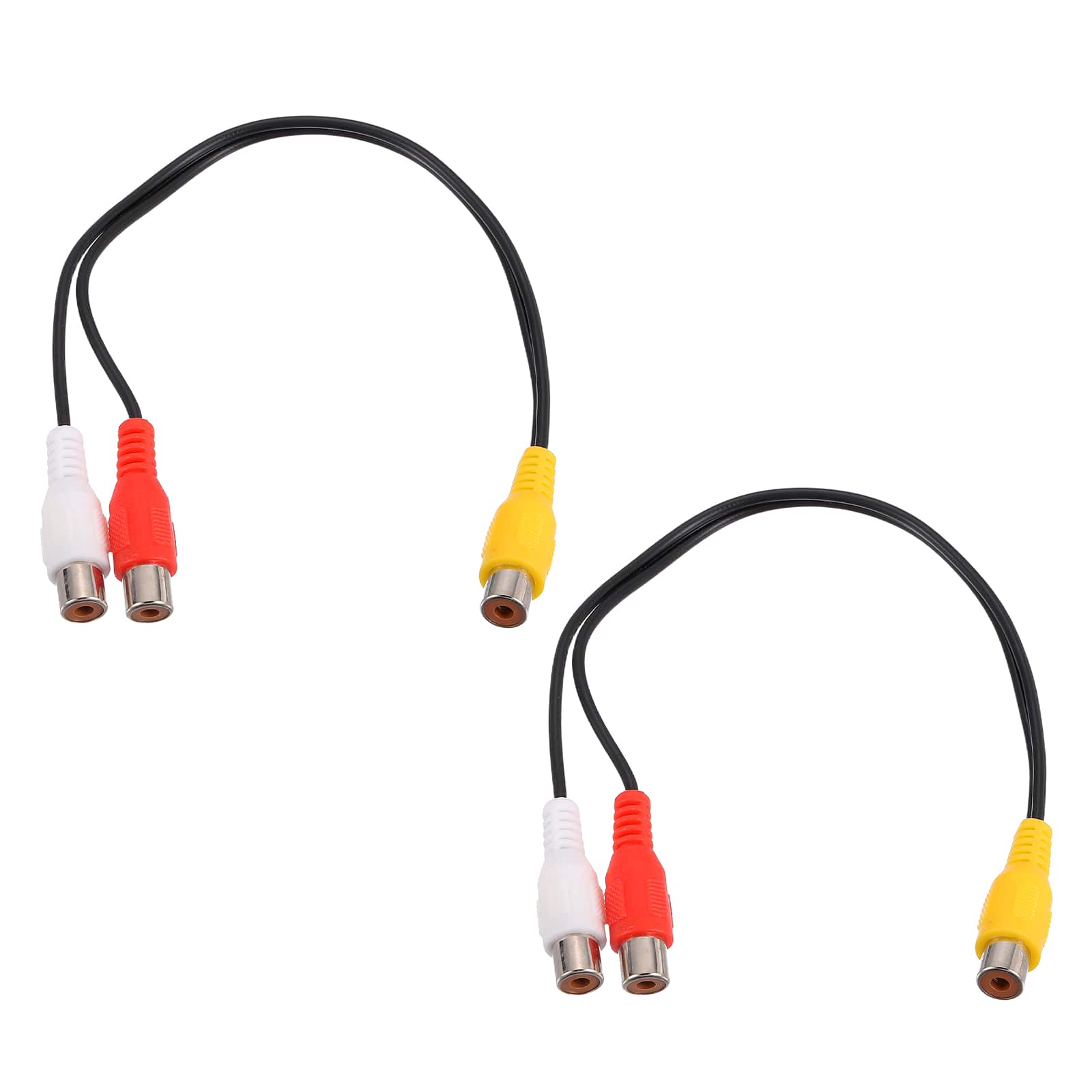 Unique Bargains - 2pcs RCA Y-Splitter Cable, 1 RCA Female to 2 RCA Female, 10in, Stereo Audio Video AV for Amplifier Home Theater - Black