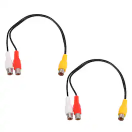 Unique Bargains - 2pcs RCA Y-Splitter Cable, 1 RCA Female to 2 RCA Female, 10in, Stereo Audio Video AV for Amplifier Home Theater - Black