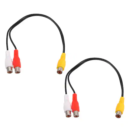 Front. Unique Bargains - 2pcs RCA Y-Splitter Cable, 1 RCA Female to 2 RCA Female, 10in, Stereo Audio Video AV for Amplifier Home Theater - Black.