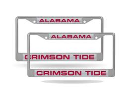 Rico Industries - Alabama Crimson Tide (Set of 2) Chrome Metal Laser Cut License Plate Frame - Multi